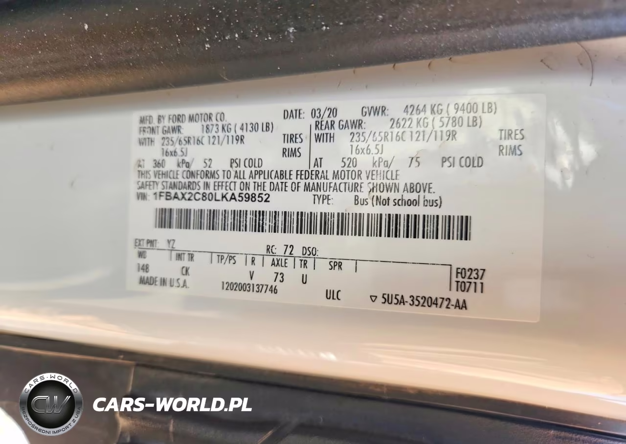2020 Ford Transit T-350 VIN:1FBAX2C80LKA59852 - 14
