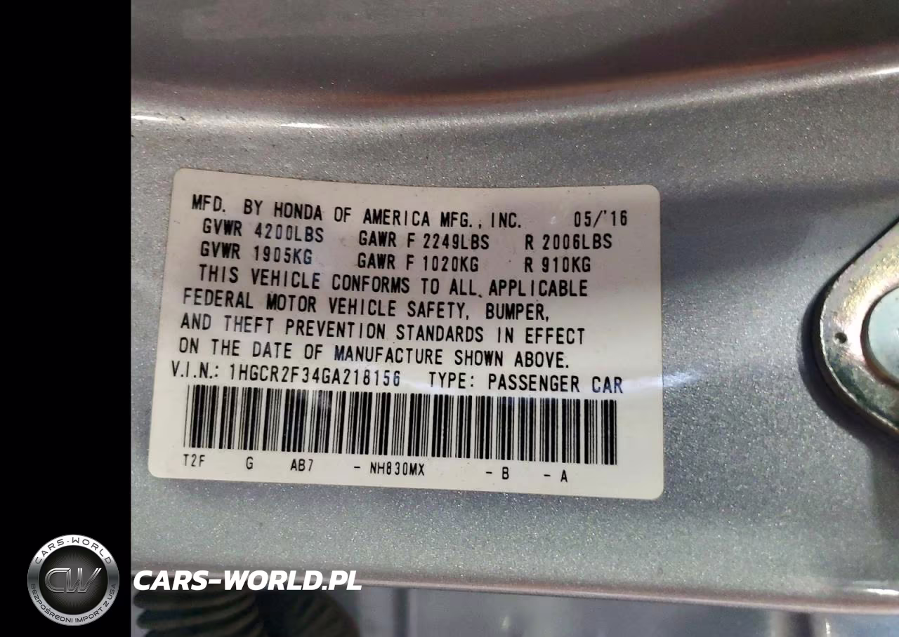 2016 Honda Accord Lx VIN:1HGCR2F34GA218156 - 12