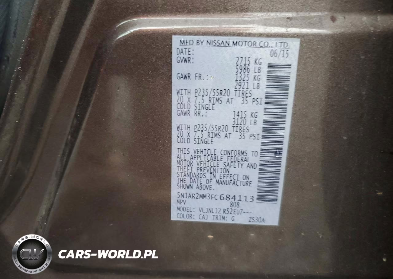 NISSAN PATHFINDER VIN:5N1AR2MM3FC684113 - 13