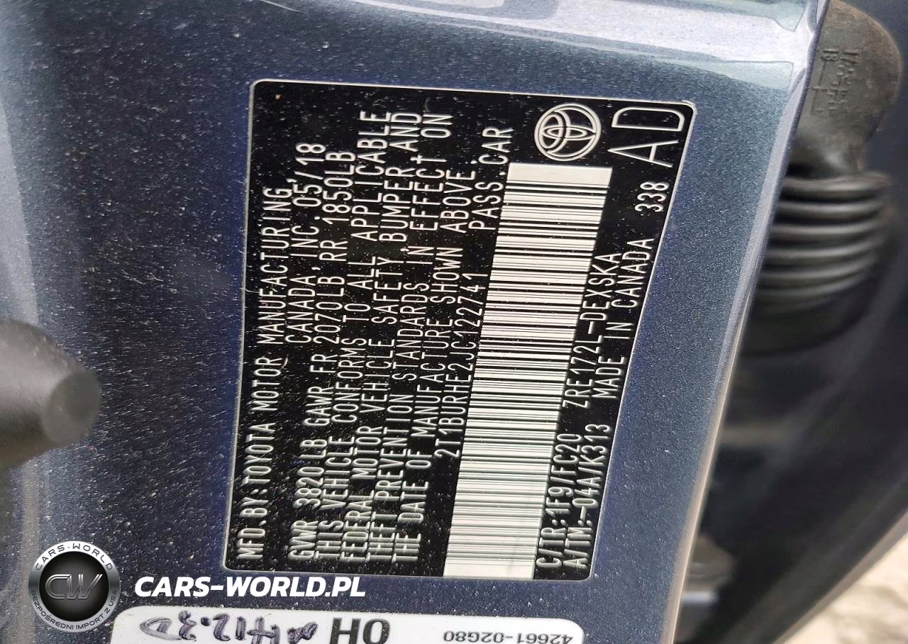 2018 Toyota Corolla Se VIN:2T1BURHE2JC122741 - 12