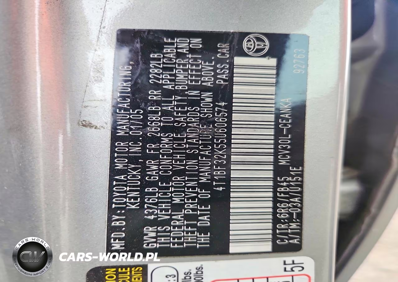 2005 Toyota Camry Le V6 VIN:4T1BF32K55U606574 - 12
