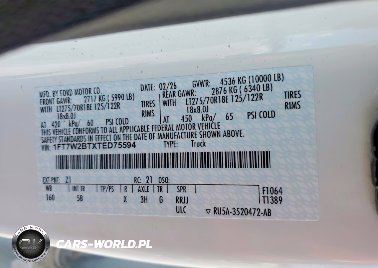 2026 Ford F250 Super Duty VIN:1FT7W2BTXTED75594 - 12