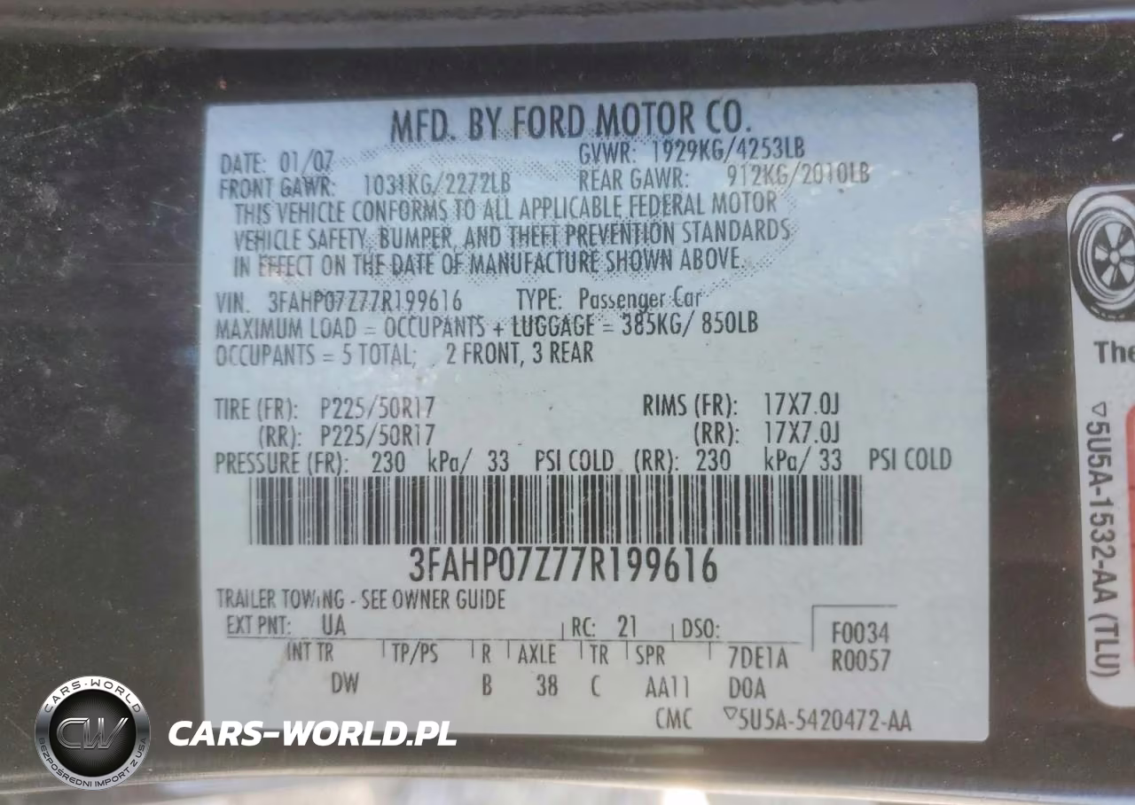 2007 Ford Fusion Se VIN:3FAHP07Z77R199616 - 13