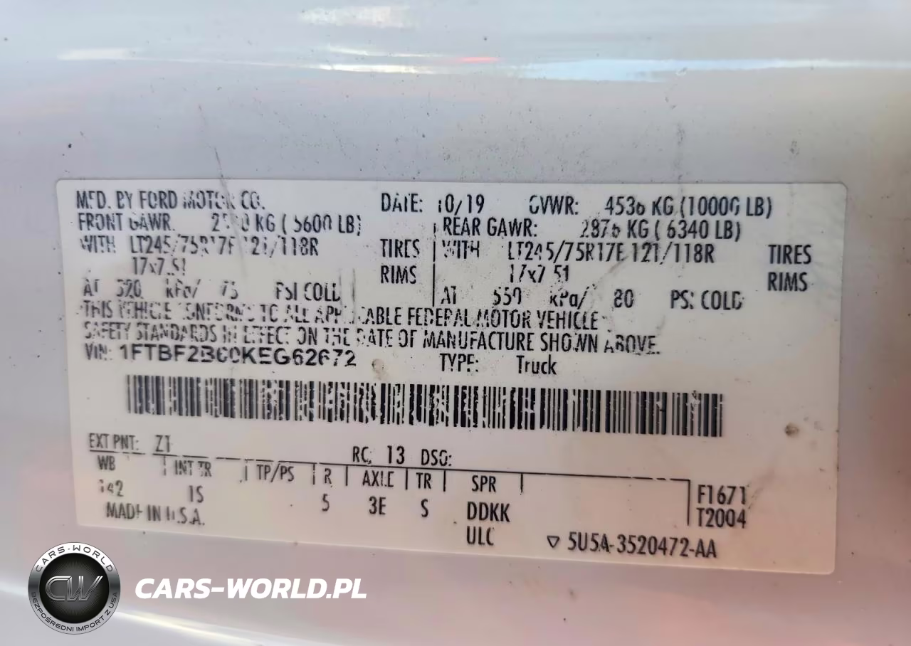 2019 Ford F250 Super Duty VIN:1FTBF2B60KEG62672 - 12