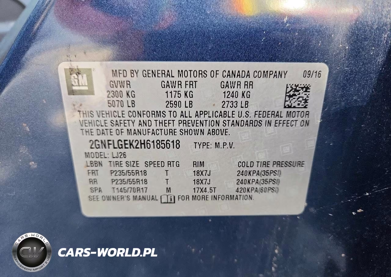 CHEVROLET EQUINOX PR VIN:2GNFLGEK2H6185618 - 13