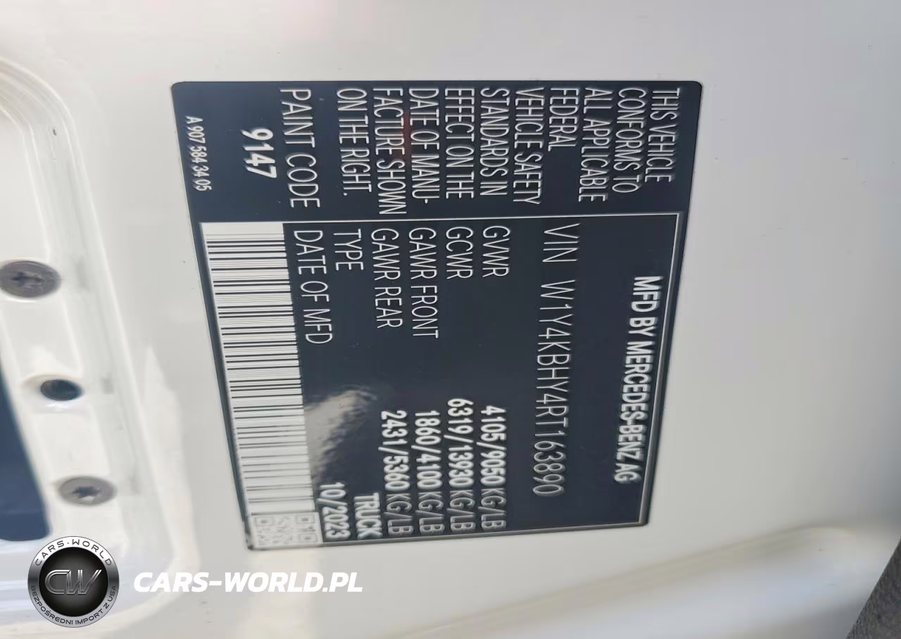 2024 Mercedes-Benz Sprinter 2500 VIN:W1Y4KBHY4RT163890 - 14