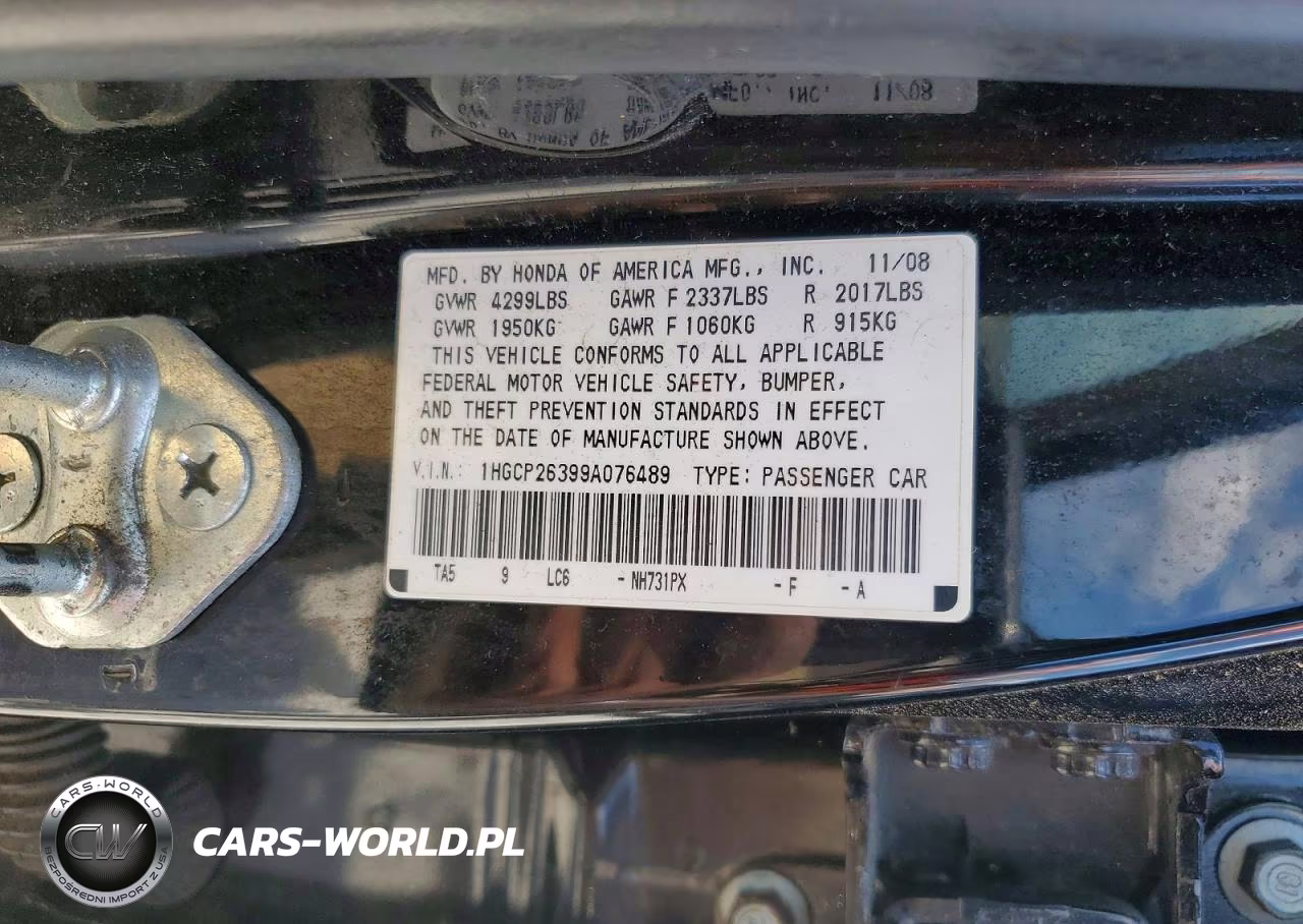 2009 Honda Accord Lx VIN:1HGCP26399A076489 - 12