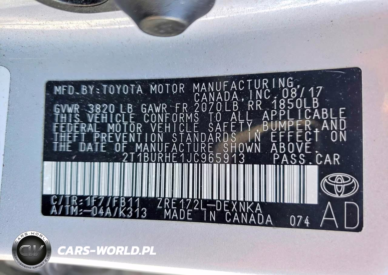 2018 Toyota Corolla Le VIN:2T1BURHE1JC965913 - 12
