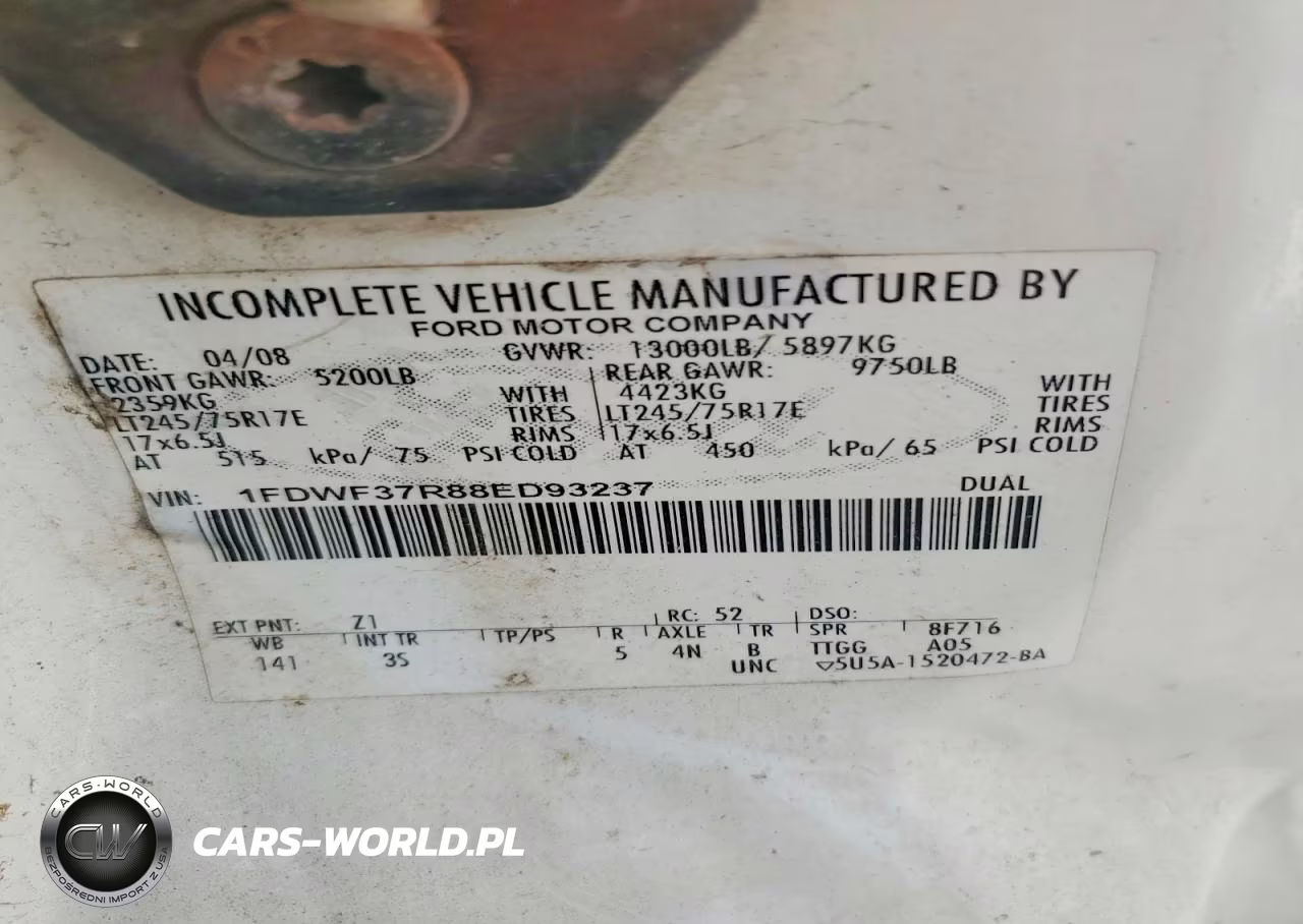 2008 Ford F350 Super Duty VIN:1FDWF37R88ED93237 - 12