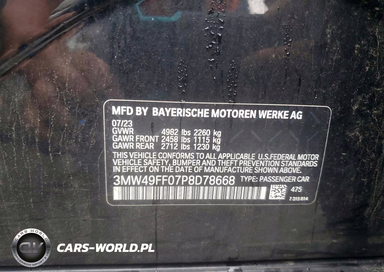 2023 BMW M340Xi VIN:3MW49FF07P8D78668 - 12