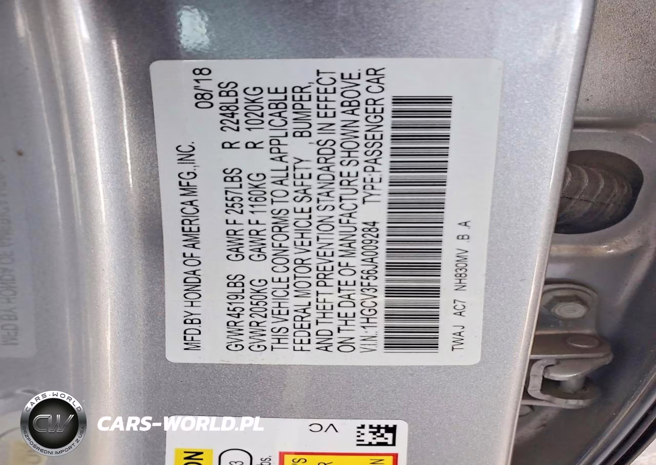 2018 Honda Accord Hybrid Exl VIN:1HGCV3F56JA009284 - 12