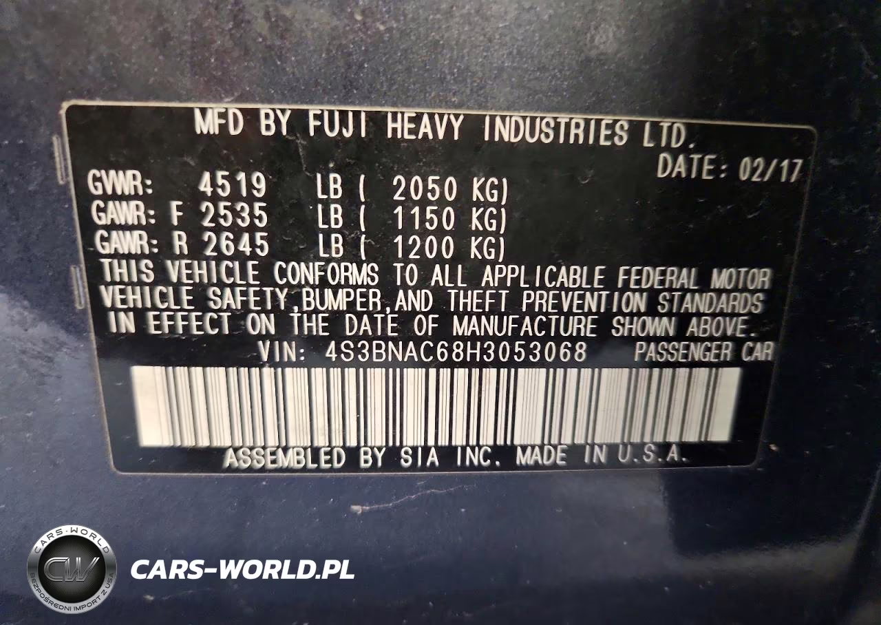 2017 Subaru Legacy 2.5I Premium VIN:4S3BNAC68H3053068 - 12