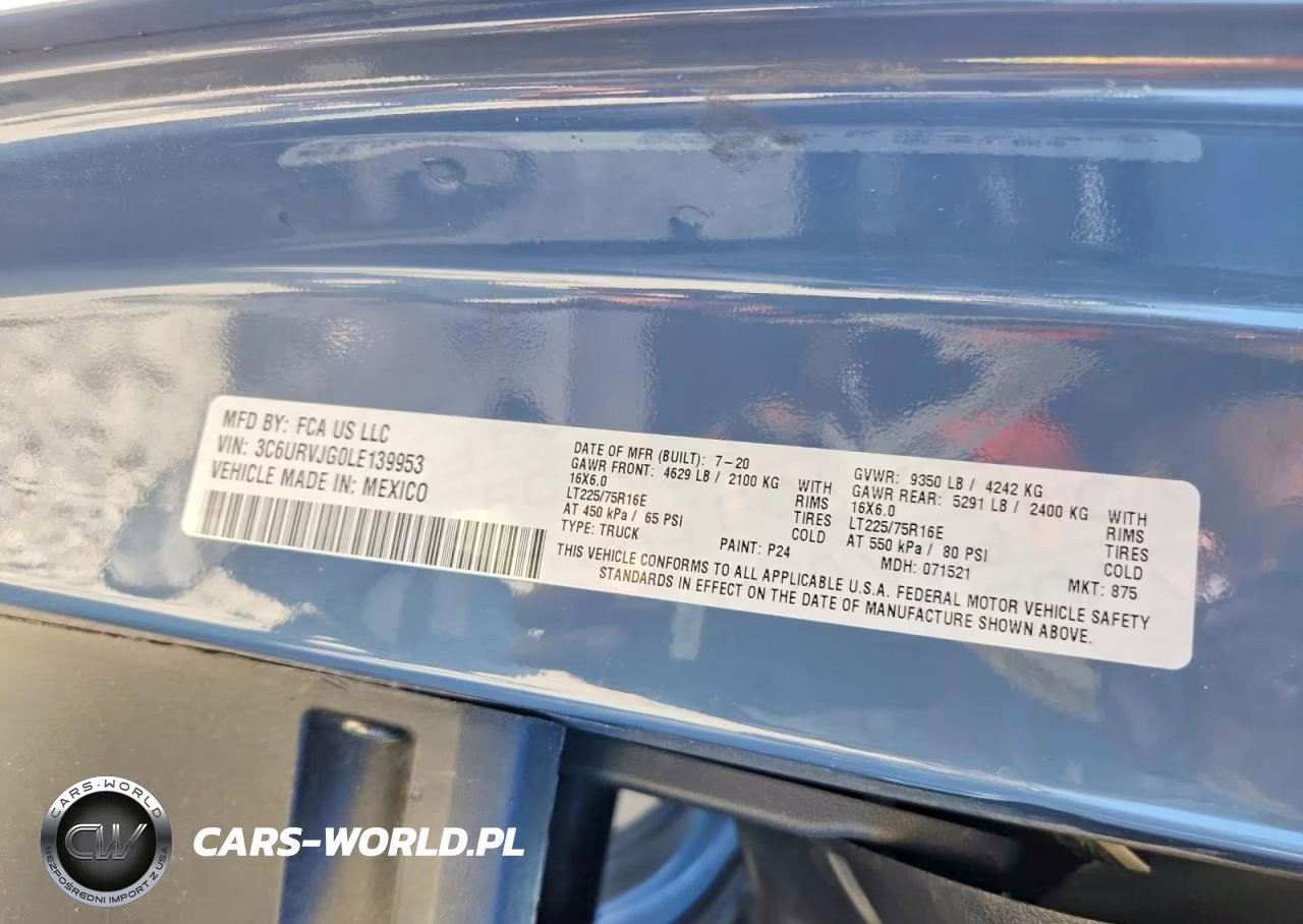 2020 Ram Promaster 3500 Delivery Van VIN:3C6URVJG0LE139953 - 12