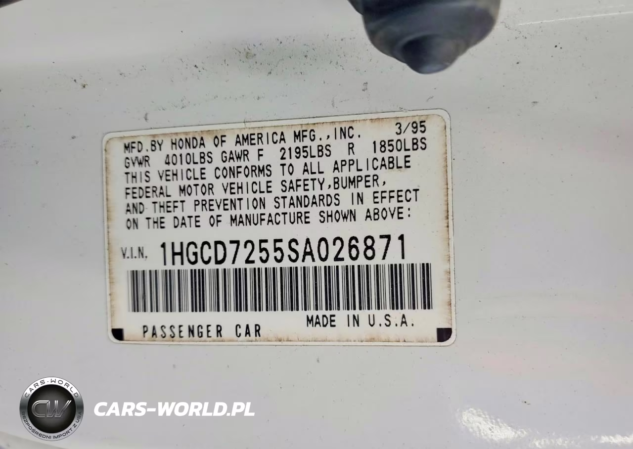 1995 Honda Accord Ex VIN:1HGCD7255SA026871 - 12