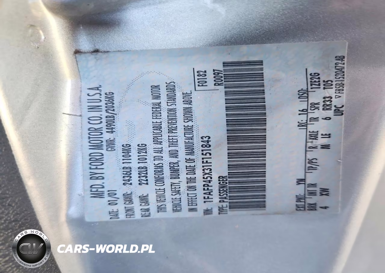 2001 Ford Mustang Gt VIN:1FAFP45X31F151843 - 12