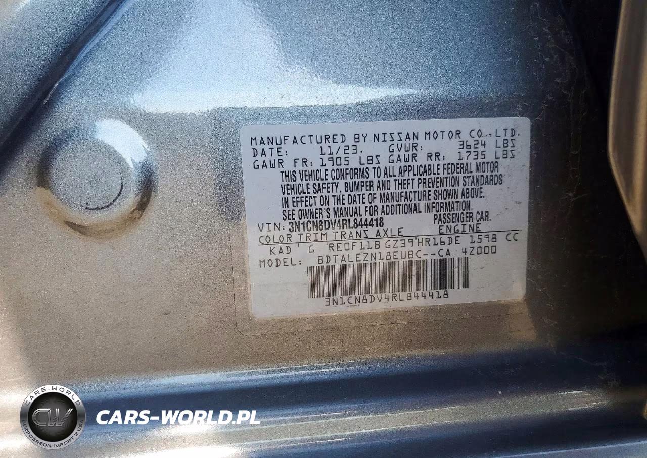 2024 Nissan Versa S VIN:3N1CN8DV4RL844418 - 12