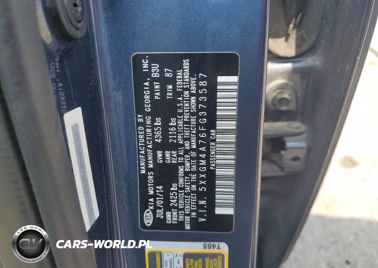 2015 Kia Optima Lx VIN:5XXGM4A76FG373587 - 12