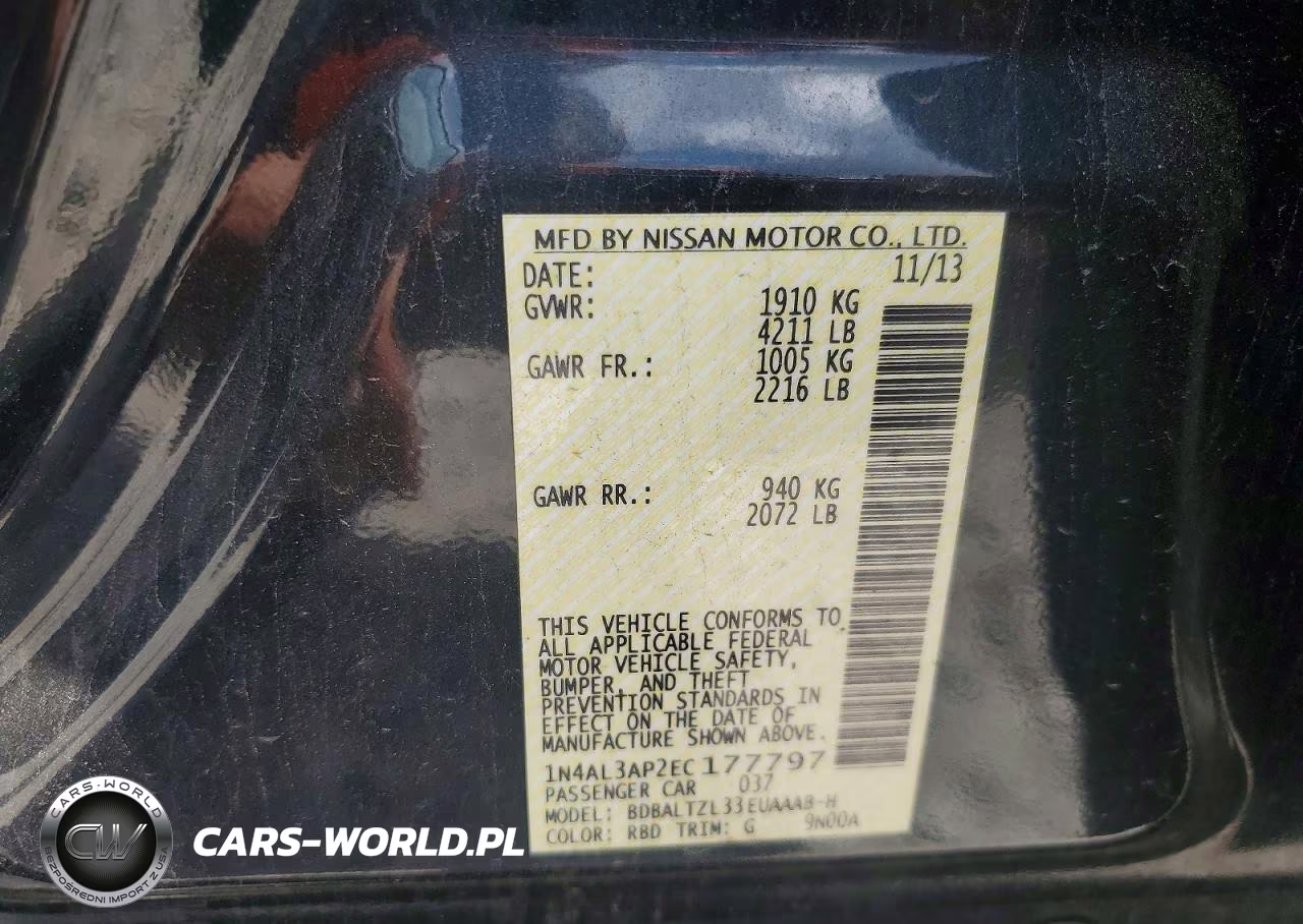 2014 Nissan Altima 2.5 Sv VIN:1N4AL3AP2EC177797 - 12
