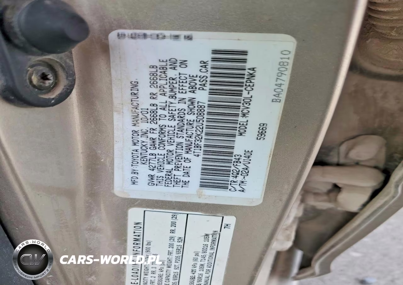 2002 Toyota Camry Le V6 VIN:4T1BF32K22U508887 - 12