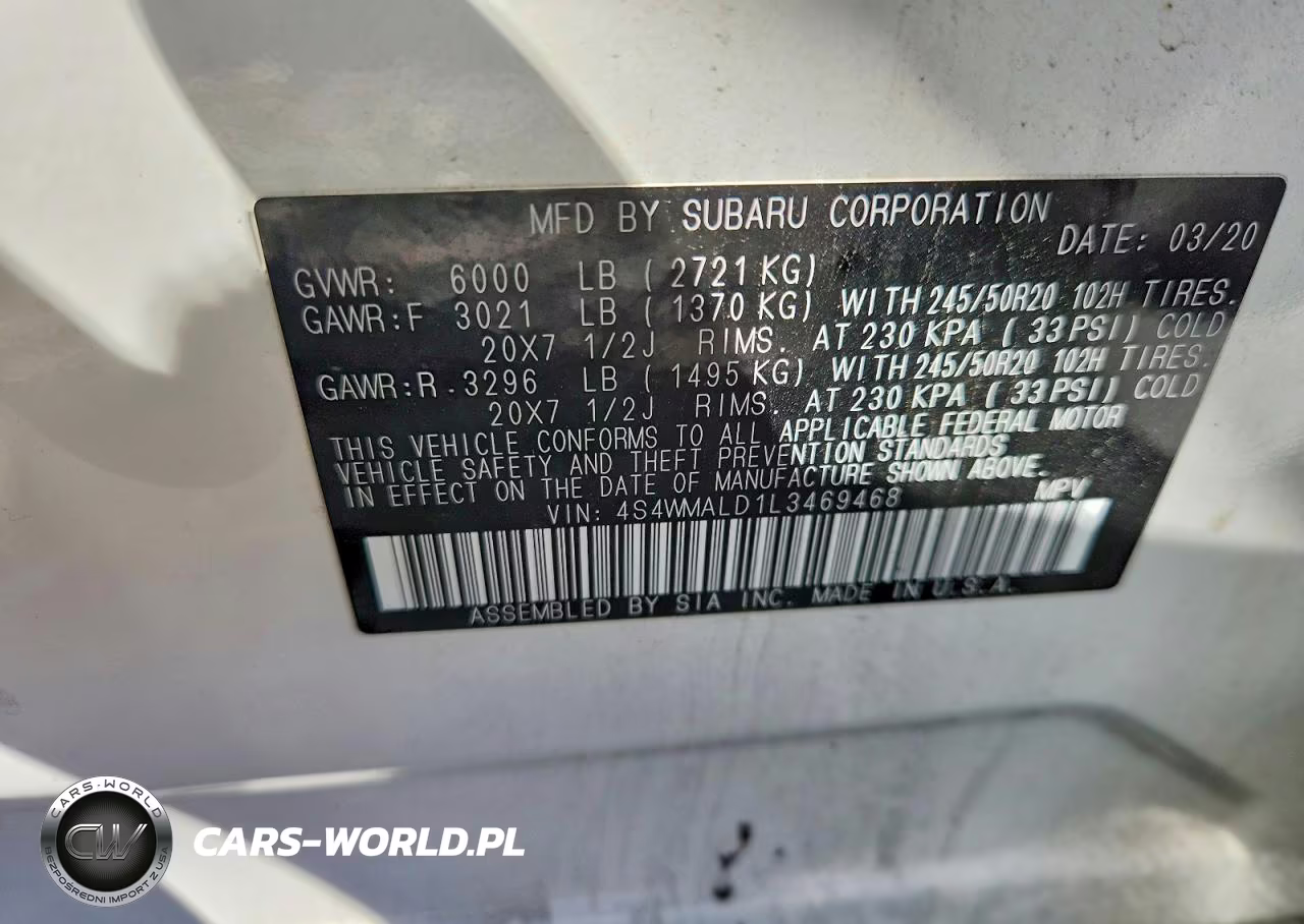 2020 Subaru Ascent Limited VIN:4S4WMALD1L3469468 - 13