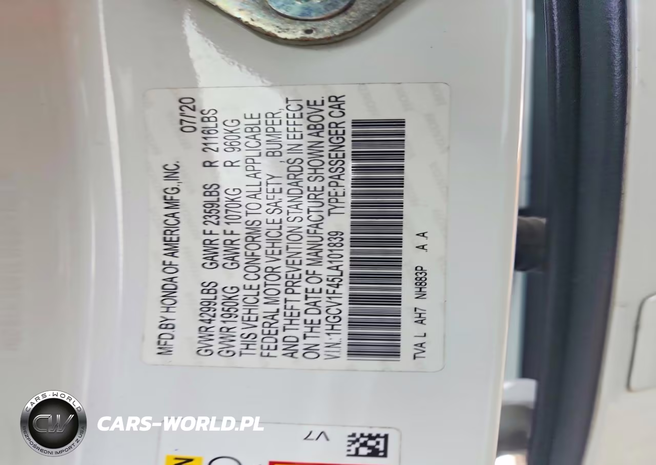 2020 Honda Accord Ex VIN:1HGCV1F45LA101839 - 12