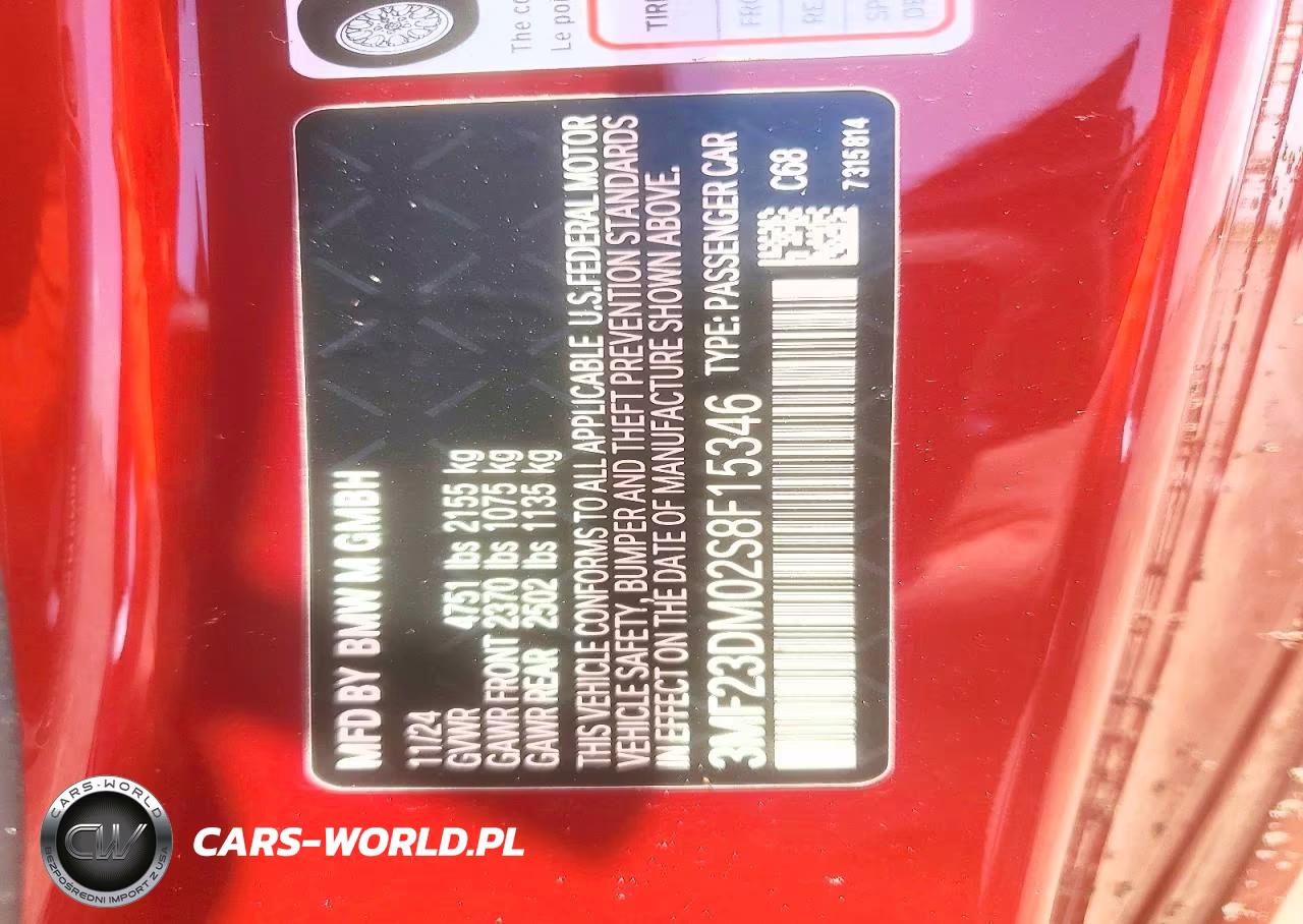 2025 BMW M2 VIN:3MF23DM02S8F15346 - 12