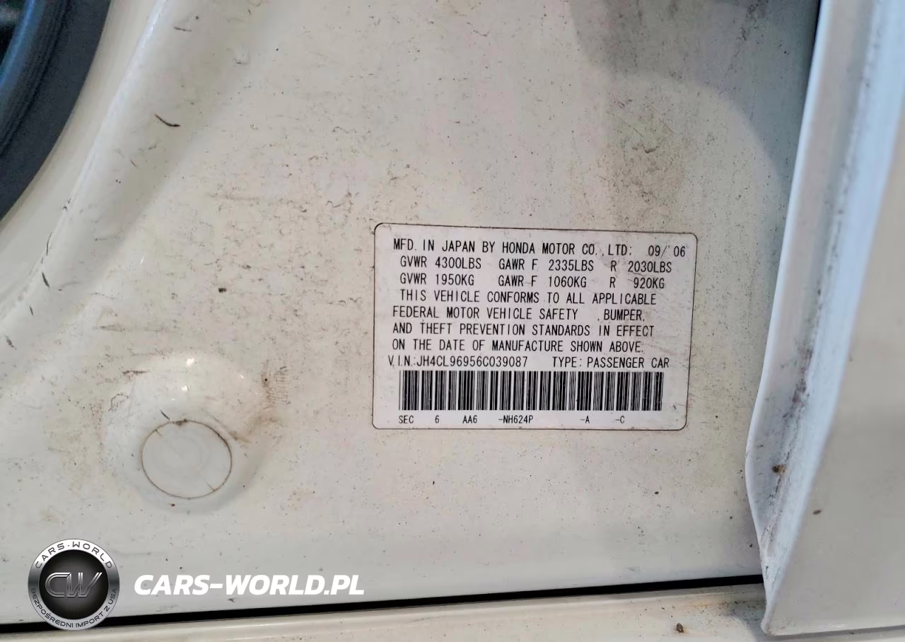 2006 Acura Tsx VIN:JH4CL96956C039087 - 12