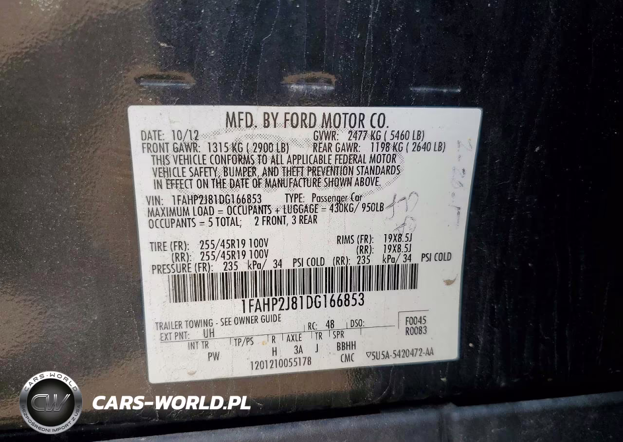 2013 Ford Taurus Limited VIN:1FAHP2J81DG166853 - 13