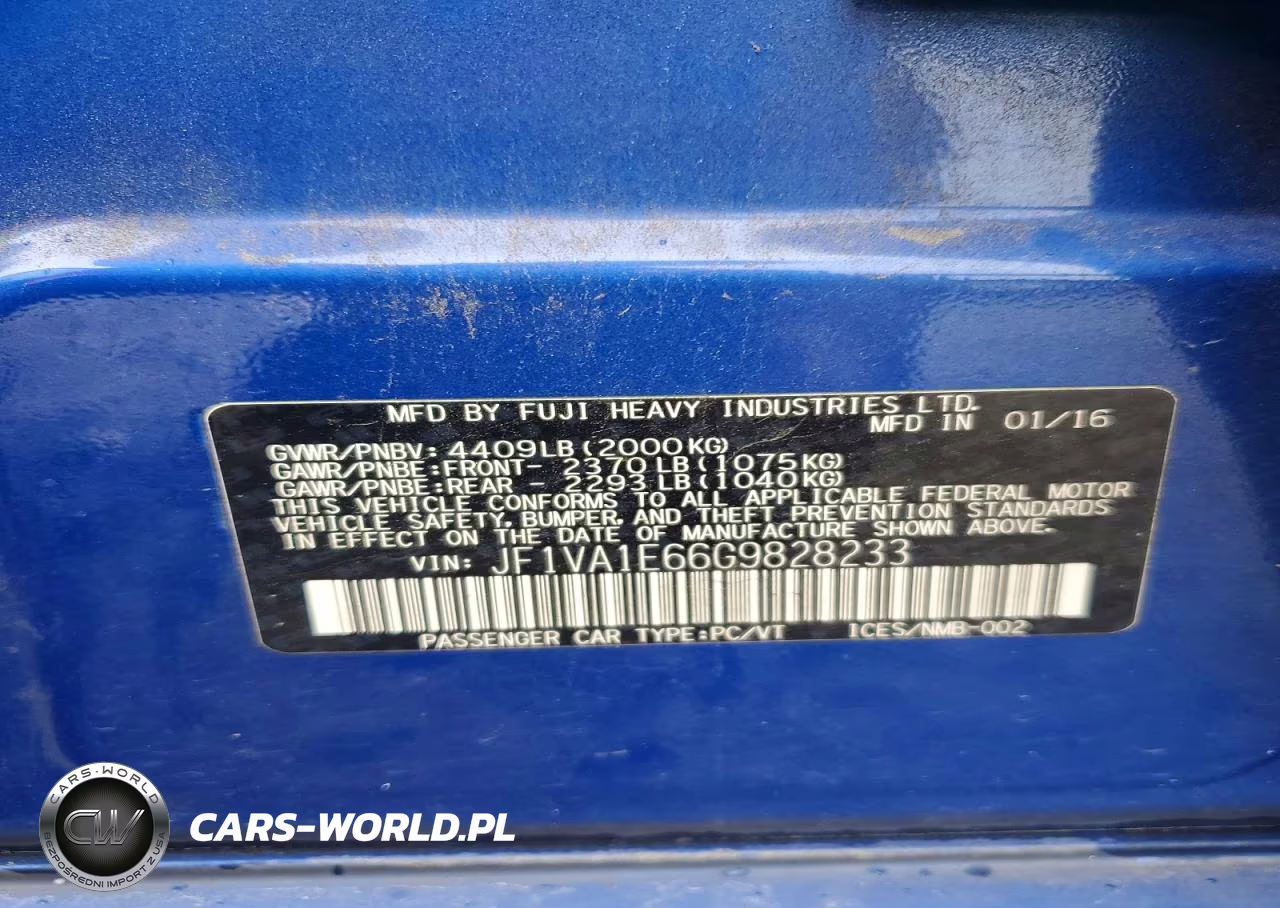 2016 Subaru Wrx Premium VIN:JF1VA1E66G9828233 - 12