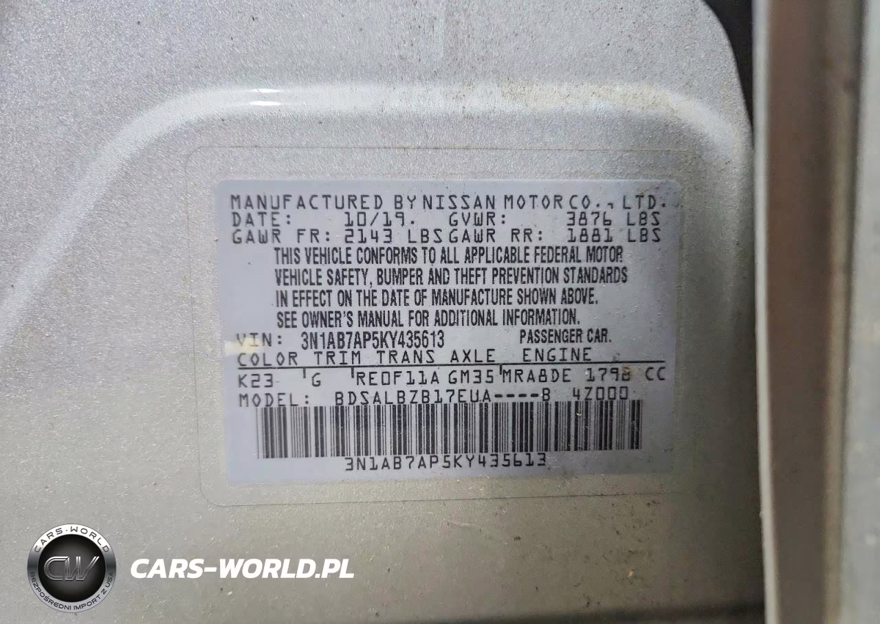 2019 Nissan Sentra S VIN:3N1AB7AP5KY435613 - 12