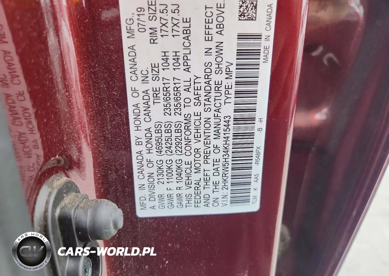 2019 Honda Cr-V Lx VIN:2HKRW5H34KH415443 - 13