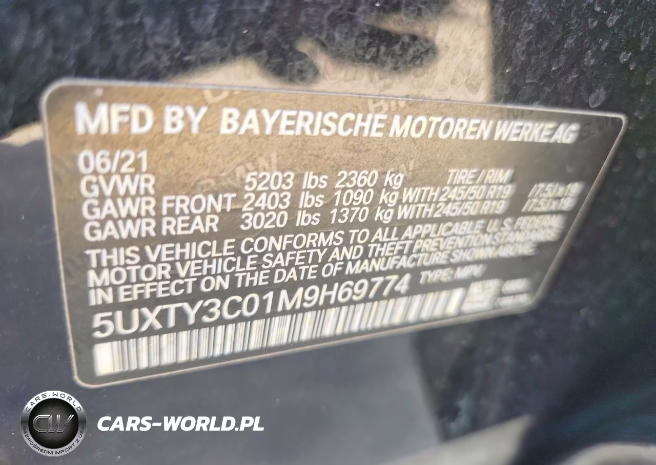 2021 BMW X3 Sdrive30I VIN:5UXTY3C01M9H69774 - 13