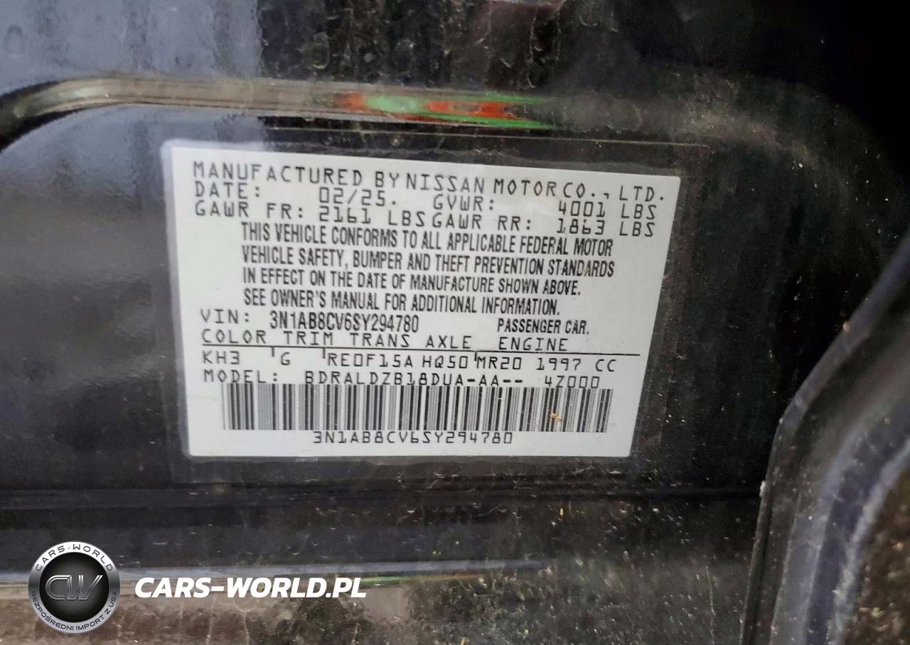 2025 Nissan Sentra Sv VIN:3N1AB8CV6SY294780 - 12