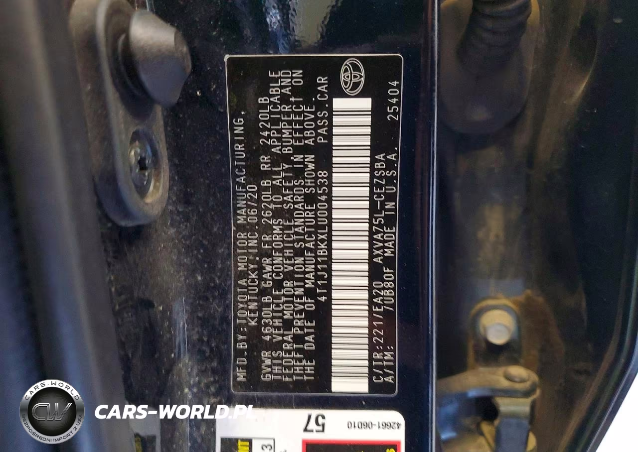 2020 Toyota Camry Se VIN:4T1J11BKXLU004538 - 12