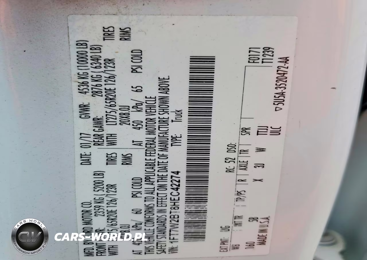 2017 Ford F250 Super Duty VIN:1FT7W2BT8HEC42274 - 12