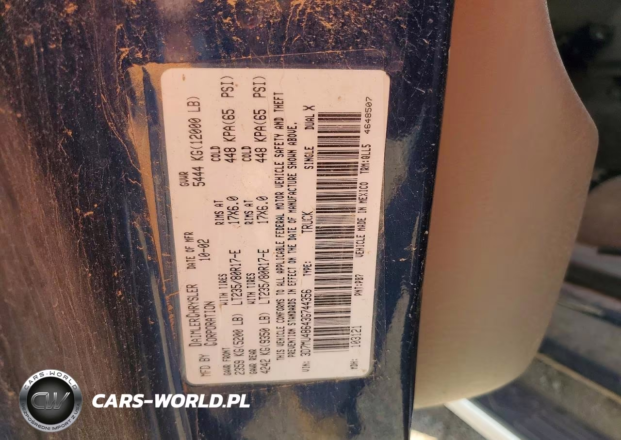 2003 Dodge Ram 3500 St VIN:3D7MU48643G744356 - 13