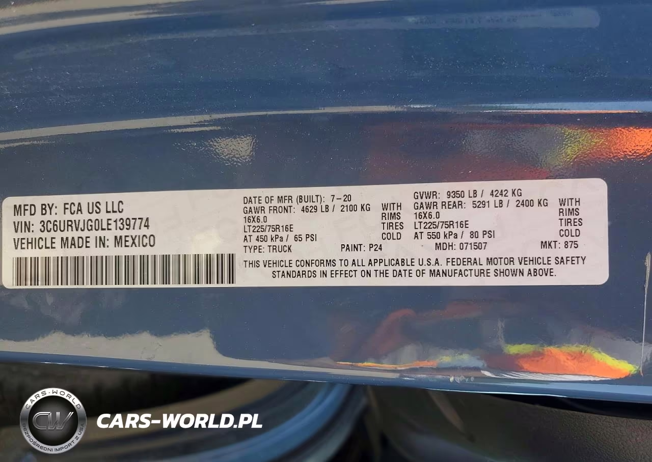 2020 Ram Promaster 3500 3500 High VIN:3C6URVJG0LE139774 - 13