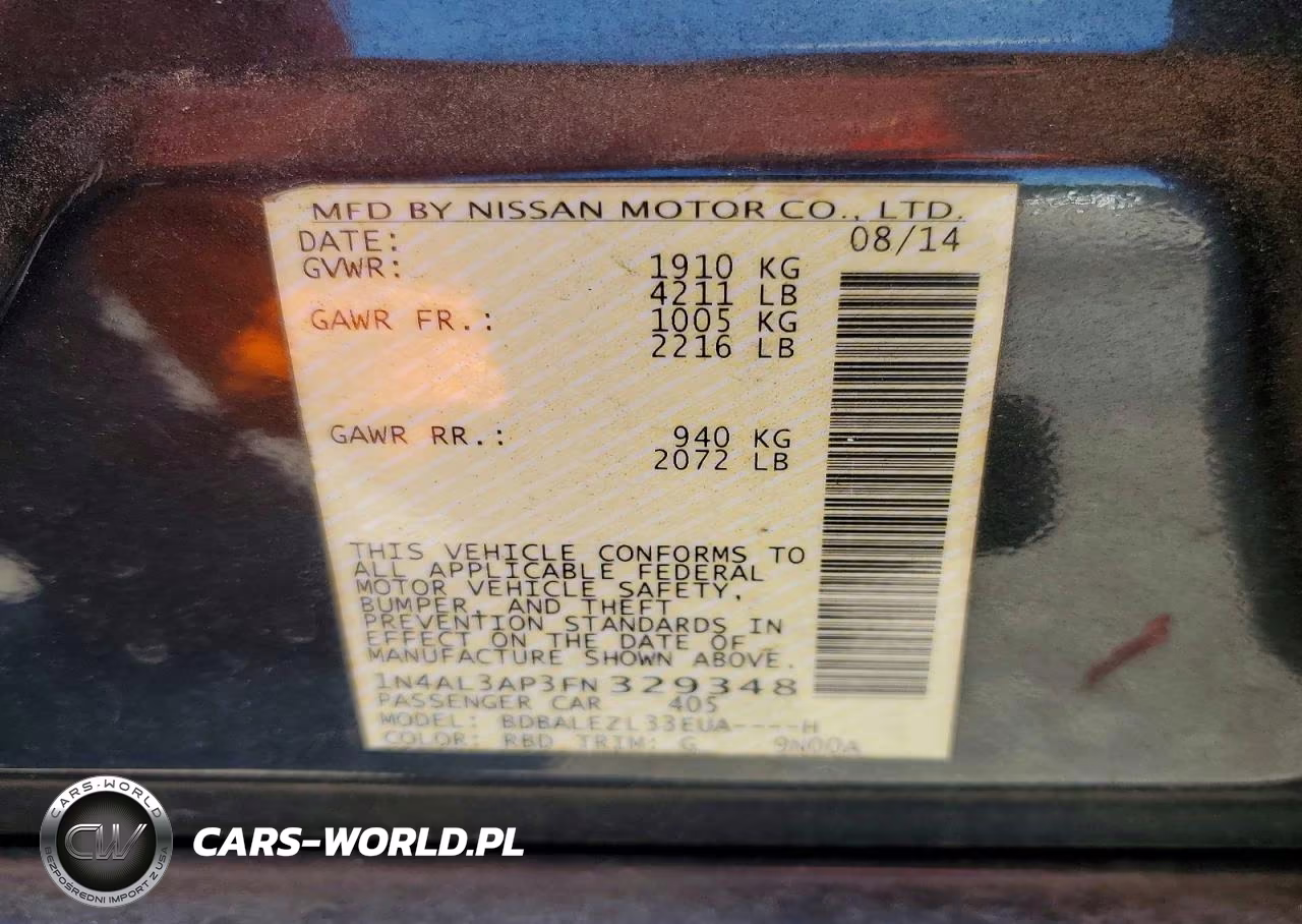 2015 Nissan Altima 2.5 S VIN:1N4AL3AP3FN329348 - 12