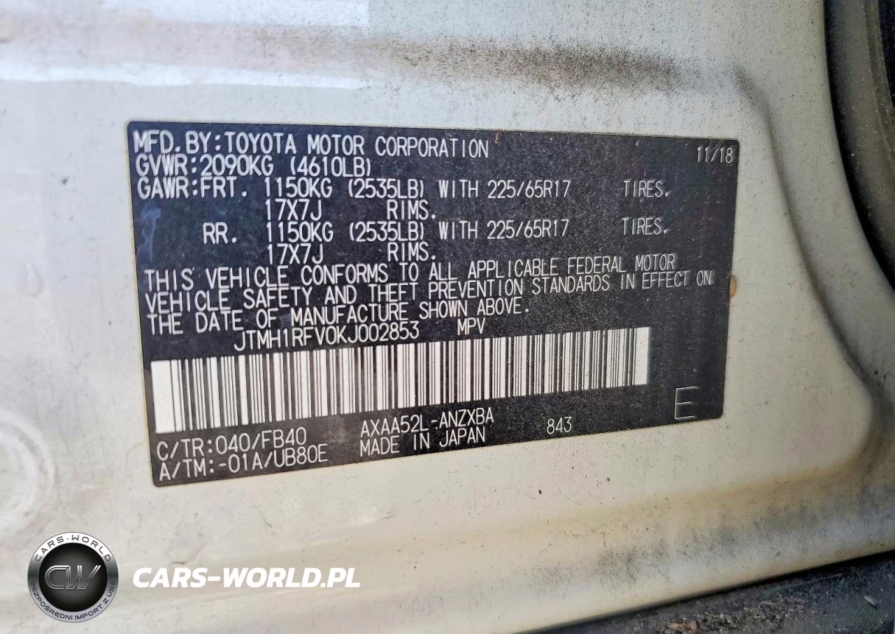 2019 Toyota Rav4 Le VIN:JTMH1RFV0KJ002853 - 12