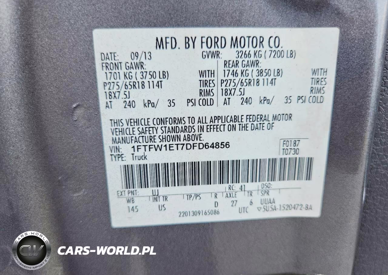 2013 Ford F150 Supercrew VIN:1FTFW1ET7DFD64856 - 12