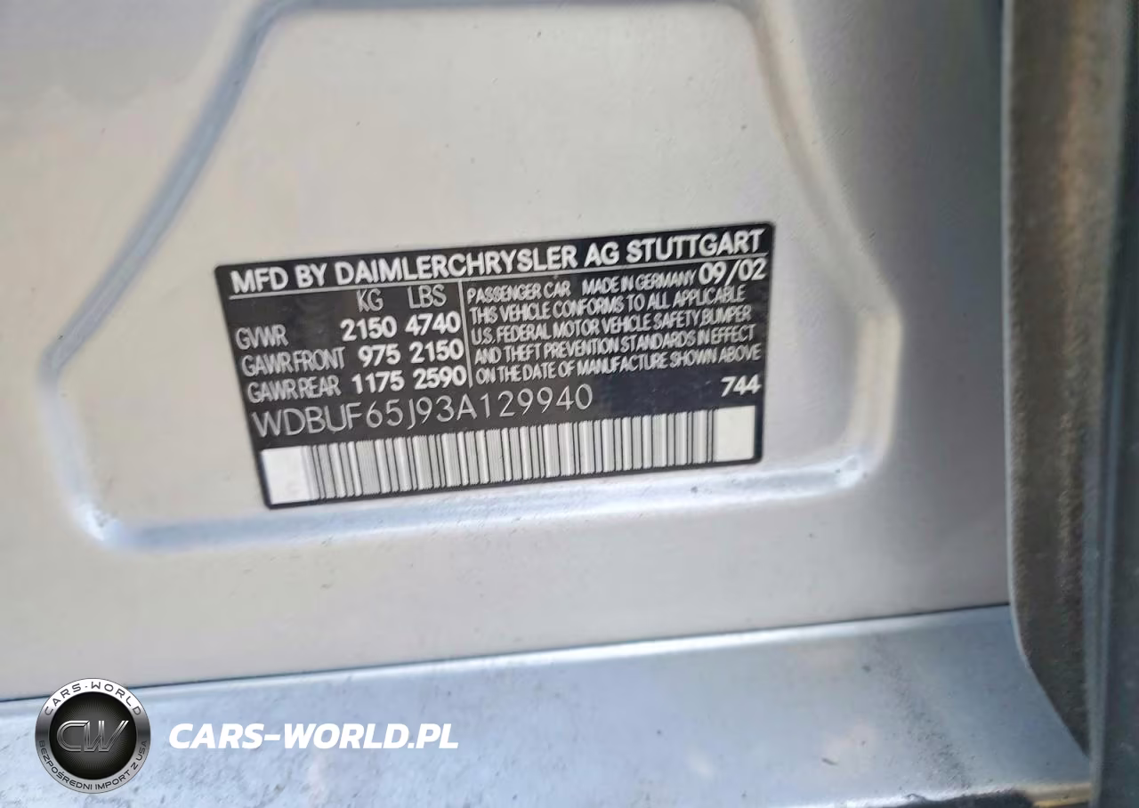 2003 Mercedes-Benz E 320 VIN:WDBUF65J93A129940 - 13