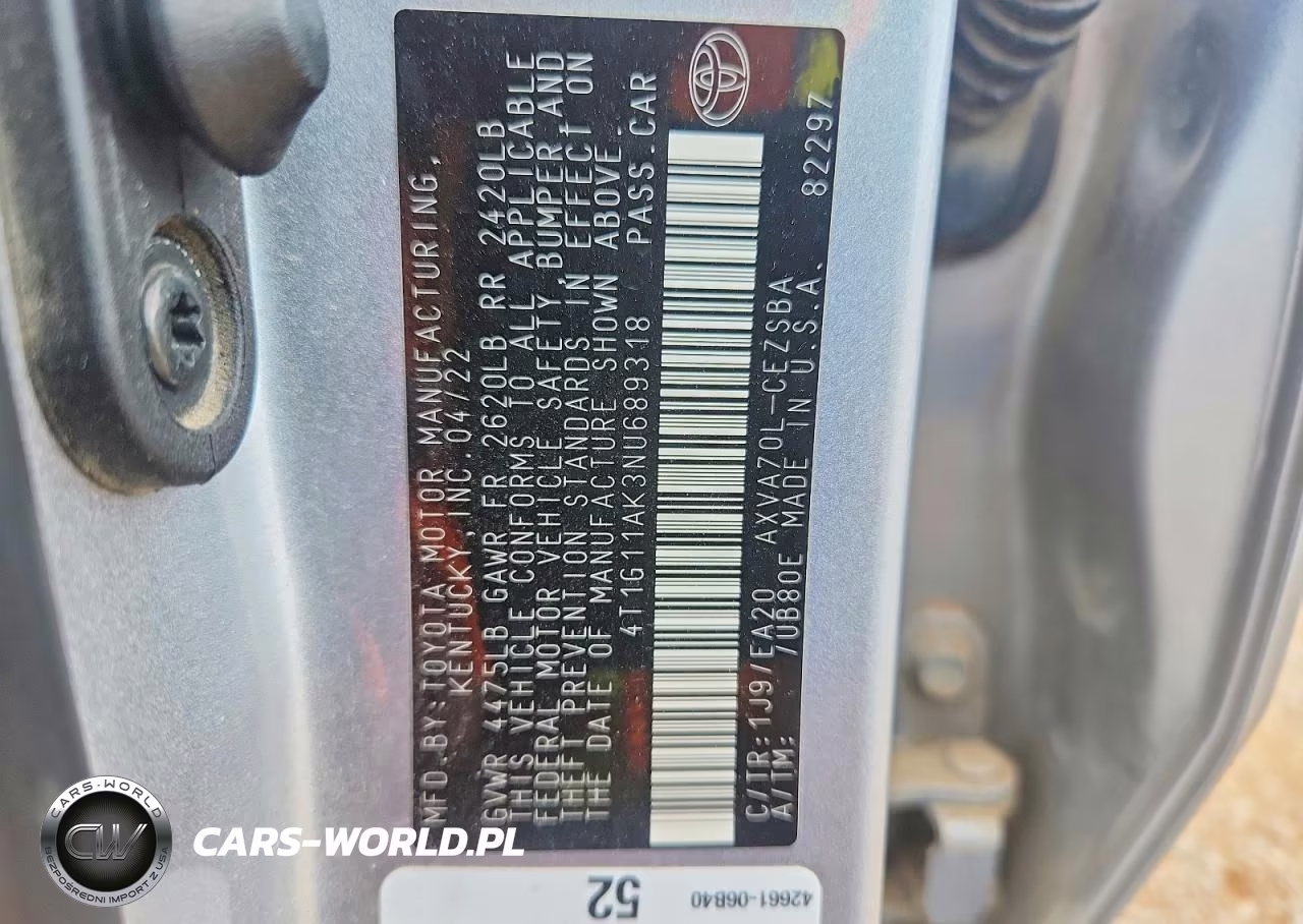 2022 Toyota Camry VIN:4T1G11AK3NU689318 - 12