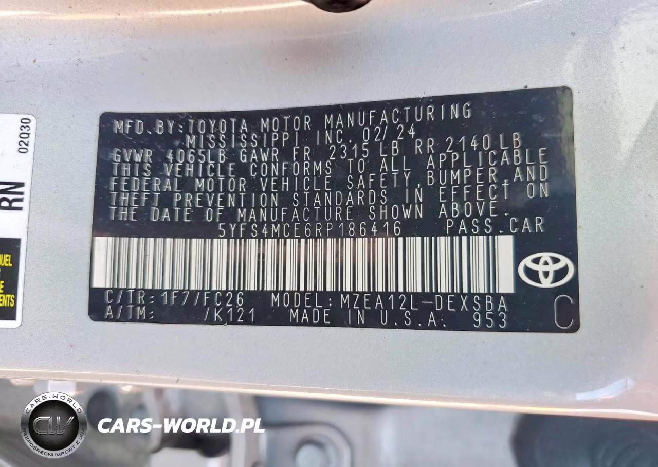 2024 Toyota Corolla Se VIN:5YFS4MCE6RP186416 - 12