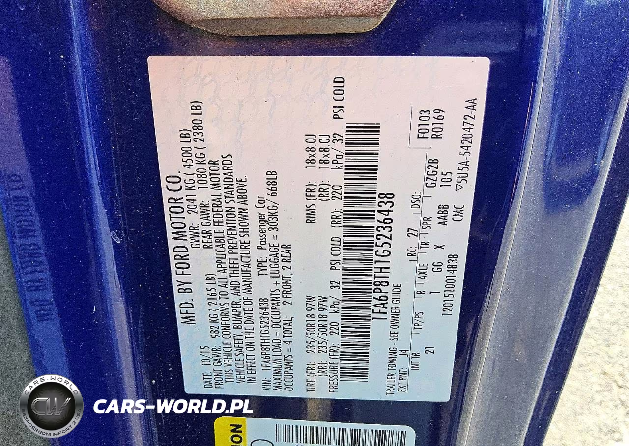2016 Ford Mustang VIN:1FA6P8TH1G5236438 - 12