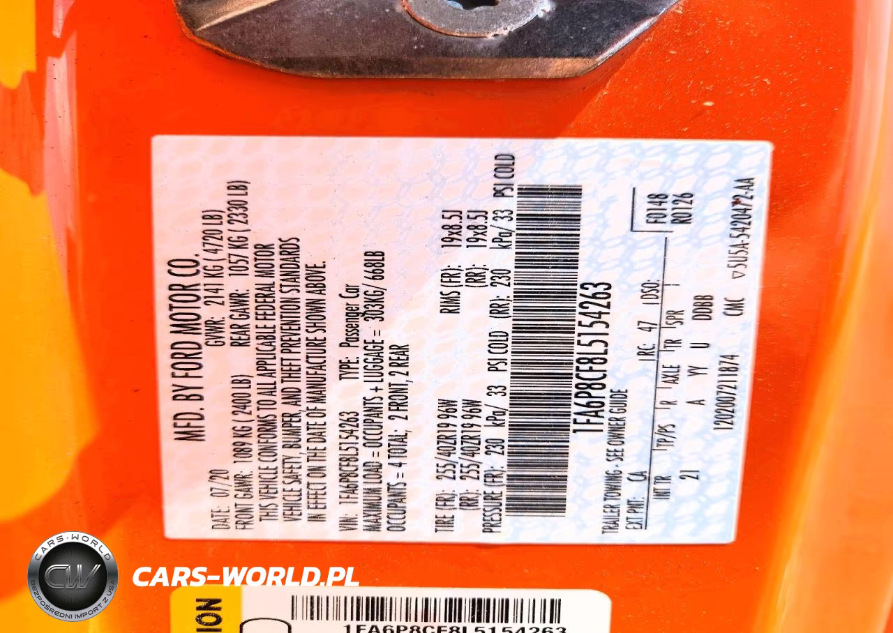 2020 Ford Mustang Gt VIN:1FA6P8CF8L5154263 - 12