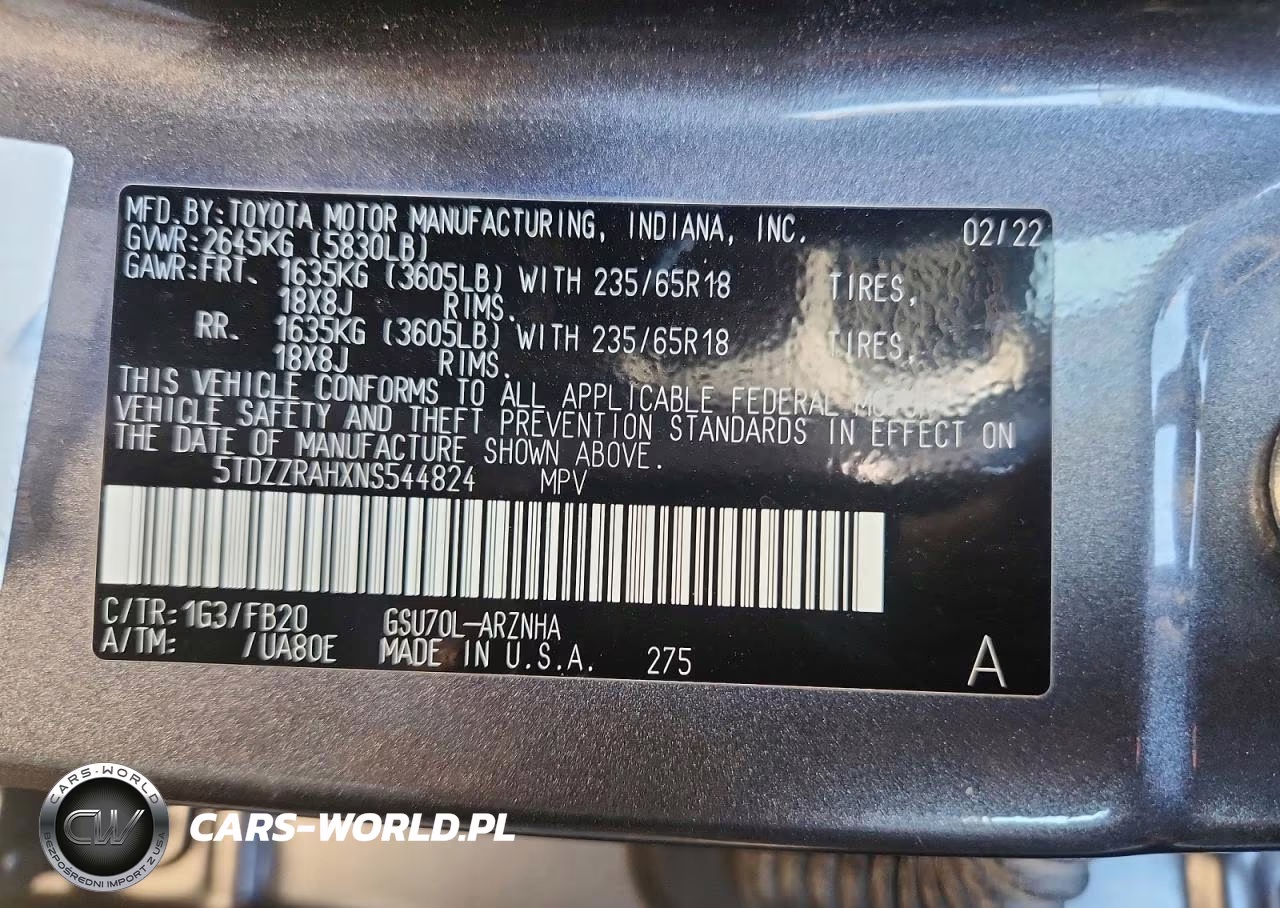 2022 Toyota Highlander Le VIN:5TDZZRAHXNS544824 - 13