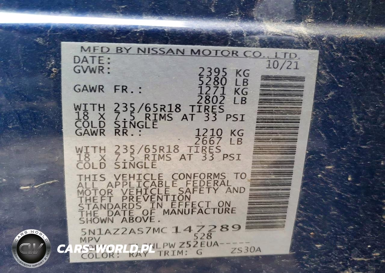 2021 Nissan Murano S VIN:5N1AZ2AS7MC147289 - 12