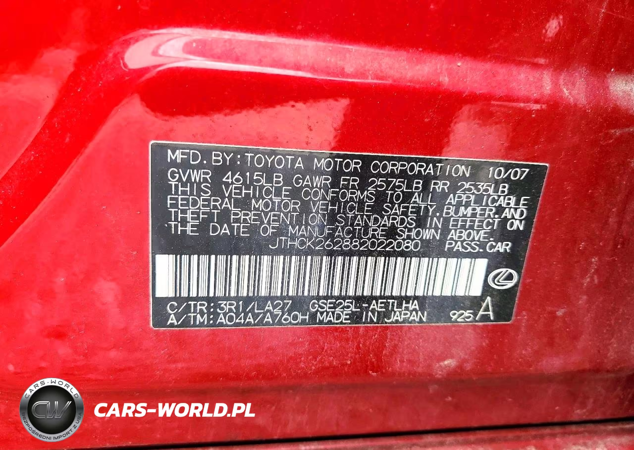 2008 Lexus Is 250 VIN:JTHCK262882022080 - 12