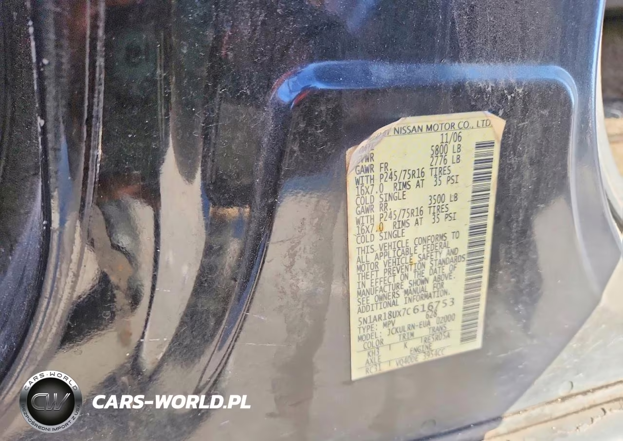 2007 Nissan Pathfinder VIN:5N1AR18UX7C616753 - 12