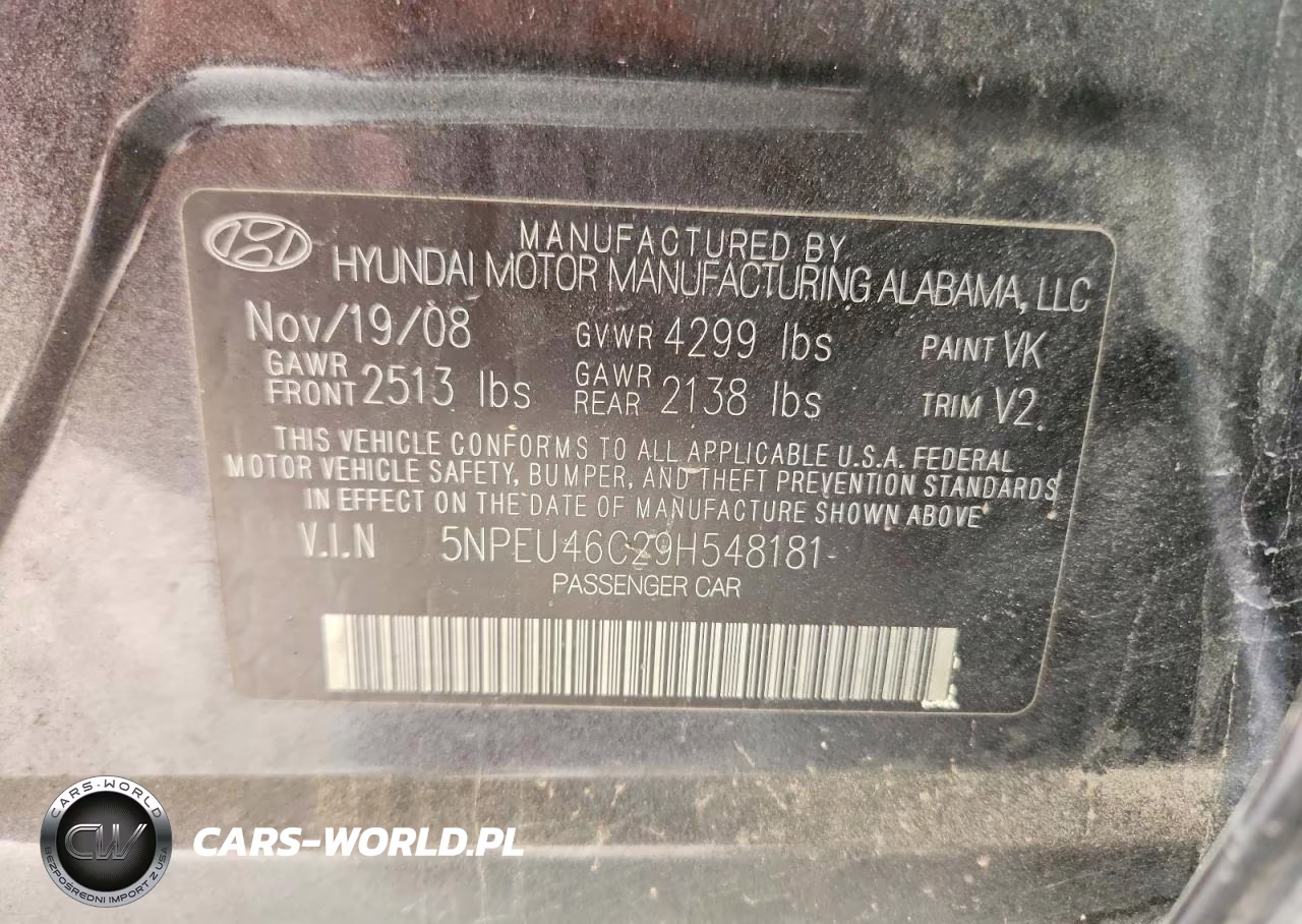 2009 Hyundai Sonata Limited VIN:5NPEU46C29H548181 - 13